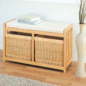 2 DRAWER WOOD BENCH