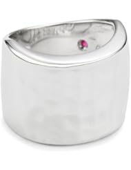 ELLE Jewelry Hammered Sterling Silver and Ruby Ring