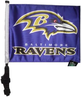 BALTIMORE RAVENS Flag with SSP Flags Pole and EZ On &amp; Off Bracket / Golf Cart Flag