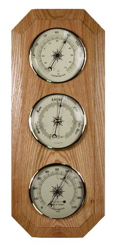 Home Weather Station Barometer Thermometer Hygrometer in Light Oak