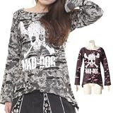 ビッグスカルPTグランジTシャツ p168 ゴスロリ ロリータ パンク コスプレ コスチューム メイド 黒 m