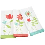 DII Garden Whimsy Floral and Sayings Print Dishtowel, Set of 3