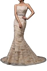 Strapless Lace-Up Mermaid Organza/Satin Evening Dress  With a Sash 