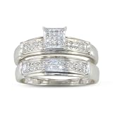1/5ct Diamond Micropave Diamond Bridal Engagement Set in Sterling Silver