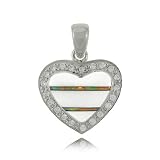Moonstone Heart Pendant in Sterling Silver - Opal & CZ