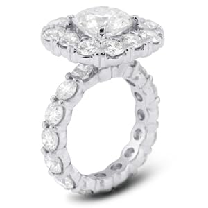 11.09 Carat Excellent Cut Round H-SI1 GIA Certified Diamond 14k Gold Accents Engagement Ring 11.98gr