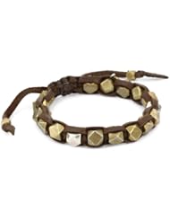 M.Cohen Hand made Designs Cornerless Brass and Silver Beads On A Leather Bracelet