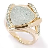 14K Gold Ice Blue Druzy Agate & Apatite Ring