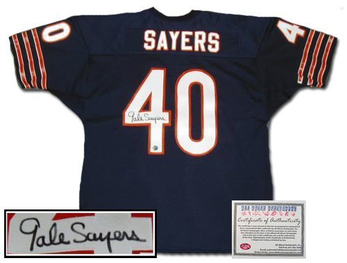 Gale Sayers Chicago Bears NFL Hand Signed Authentic Style Home Navy Jersey