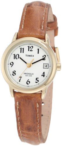 Timex Women's T2J761 Easy Reader Brown Leather Strap Watch