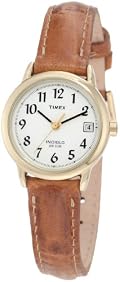 Timex Women's T2J761 Easy Reader Brown Leather Strap Watch