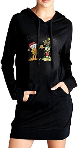 QUSI Women's Hooded Pullover Sweatshirt Merry Christmas Garfield