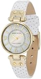 Anne Klein Womens 10/9888MPWT Leather Gold-Tone White Leather Strap Watch