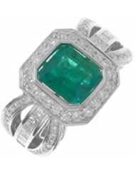 18K White Gold Emerald and Diamond Ring -- LIFETIME WARRANTY