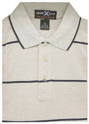 Engineered Stripe Short Sleeve Polo ( Khaki\Navy )