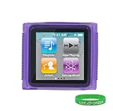 rooCASE TM Purple TPU Crystal Silicone Skin Case with Screen Protector for Apple iPod Nano 6 6th Generation