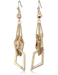 Kenneth Cole New York "Metal Edge" Geometric Pave Link Chain Linear Drop Earrings