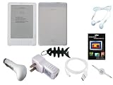Premium Accessories Bundle for Amazon Kindle DX Wireless Reading Device (9.7" Display) includes: (Clear Silicone Skin case Cover + USB Car Charger + USB Travel Charger + White USB Straight Data Cable + white 3.5mm retractable Aux cable + LCD Screen Protector + White Stereo earphone + Fishbone Keychain)