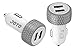 [ USB Car Charger ] JOTO Dual Ports USB Car Charger 4.8A/24W with Smart IC Intelligent High Speed Charging [Wheel Series] - Portable Quick Car Charger compatible with Apple and Android devices (iPhone, iPad, Apple Watch, Samsung Galaxy, Galaxy S6, HTC M9, Nexus, Motorola, Nokia, Sony, MP3, GPS, Bluetooth Speaker and More) Mobile Smartphones and Tablets UNIVERSAL Portable Rapid Travel Charger, 2 Ports Quick USB Car Charger Adapter [Light Grey / White]