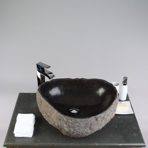 Flußstein - Waschbecken innen poliert Ø 50 cm- natur