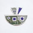 Southwest Native American Handcrafted Jade and Lapis Inlaid Earth and Sky Sterling Silver Pendant by Ray Tracey, #8577