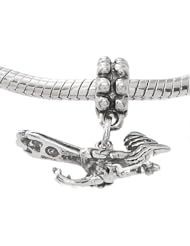 Sterling Silver Three Dimensional Road Runner Bird Dangle Bead Charm