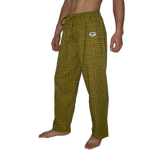 Mens NFL Green Bay Packers Plaid Cotton Thermal Sleepwear / Pajama Pants - Green & Yellow (Size: 2XL)