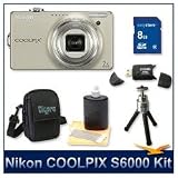 Cheap Nikon COOLPIX S6000 Digital Camera (Champagne Silver), 14.2 Megapixel, 7x, 28-196mm Equivalent Zoom, 2.7