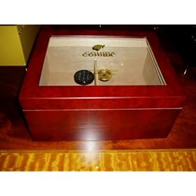 RARE COHIBA 50+ CIGAR HUMIDOR W/GLASS TOP INCLUDES HYGROMETER/HUMIDIFICATION