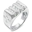 Sterling Silver CZ Men's Ring - size 10