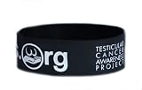 Feelmyballs.org Testicular Cancer Awareness Wristband 1 Inch Tall 7 Inches Wide Black band with white lettering for Teen/female Feelmyballs.org Testicular Cancer Awareness Wristband 1 Inch Tall 7 Inches Wide Black band with white lettering for Teen/female