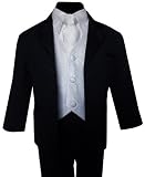 Usher Tuxedo Suit Boy Black with White Vest and Tie From Baby to Teen