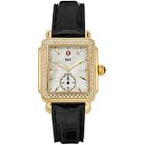 MICHELE Deco 16 Diamond Gold Black Alligator Watch