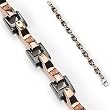 316L Stainless Steel IP Black and Coffee Dual Link Bracelet - Length 9.25" (235mm) - Width 10mm