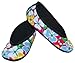 NuFoot Ballet Flats Women's Shoes, Foldable & Flexible Flats, Slipper Socks, Travel Slippers & Exercise Shoes, Dance Shoes, Yoga Socks, House Shoes, Indoor Slippers, Pink Flowers, Large
