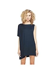 Asymmetric Spandex Bateau Neck  Shirt  Dress