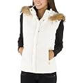 Liz Claiborne White Down Vest with Fur–Lined Hood