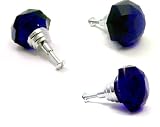 LARGE Dark Cobalt Blue Solid Crystal Glass Drawer Pull