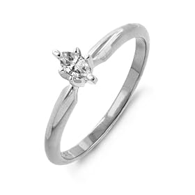 10k White or Yellow Gold Marquise Solitaire Diamond Ring (1/8 ct, J-K Color, I2-I3 Clarity)