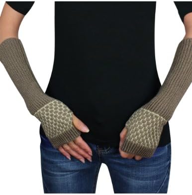 Dahlia Women's Honeycomb Pattern Acrylic Fingerless Arm Warmer Gloves