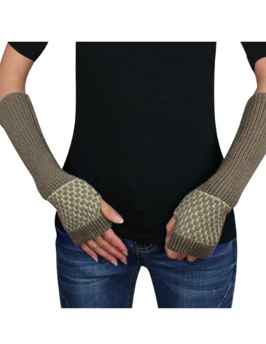Dahlia Women's Honeycomb Pattern Acrylic Fingerless Arm Warmer Gloves