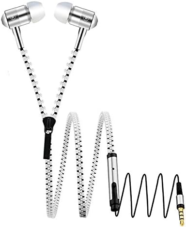 Auzewi Potable Steelseries 3.5mm Zipper Cable Metal Earphone With Microphone