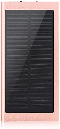 Portable 20000mAh Dual USB Solar Battery Charger Power Bank-Ultra Slim Solar External Battery Pack,Solar Charger with LED Lights for Emergency Cell Phones Tablet Camera (rose red)
