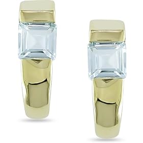 10K Yellow Gold Blue Topaz Earrings by Amour