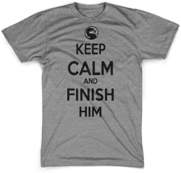 Mortal Kombat shirt keep calm and finish him tshirts , Grey, Small