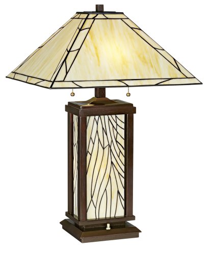 Rectangular Mission Tiffany-Style Night Light Table Lamp