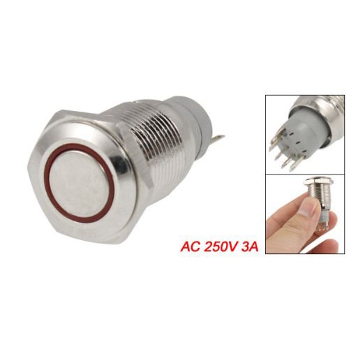 Amico Angel Eye RED Led Light 16mm 12V Metal Momentary Push Button Switch