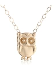 Duragold 14K Yellow Gold Owl Pendant Necklace, 17"