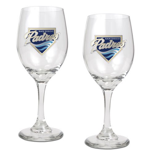San Diego Padres MLB 2pc Wine Glass Set - Primary Logo