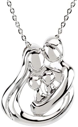 Family Embrace Sterling Silver Necklace, 2 Children